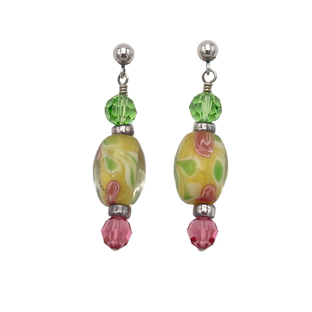 Swarovski Crystal Art Glass Silver Earrings
